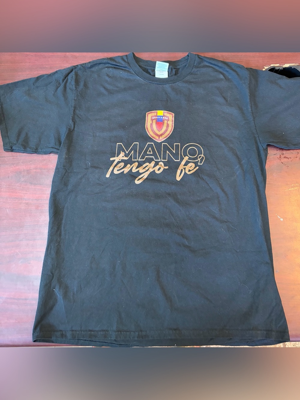 MANO Tengo Fe Black Graphic Tee Venezuela futbol T shirt size L